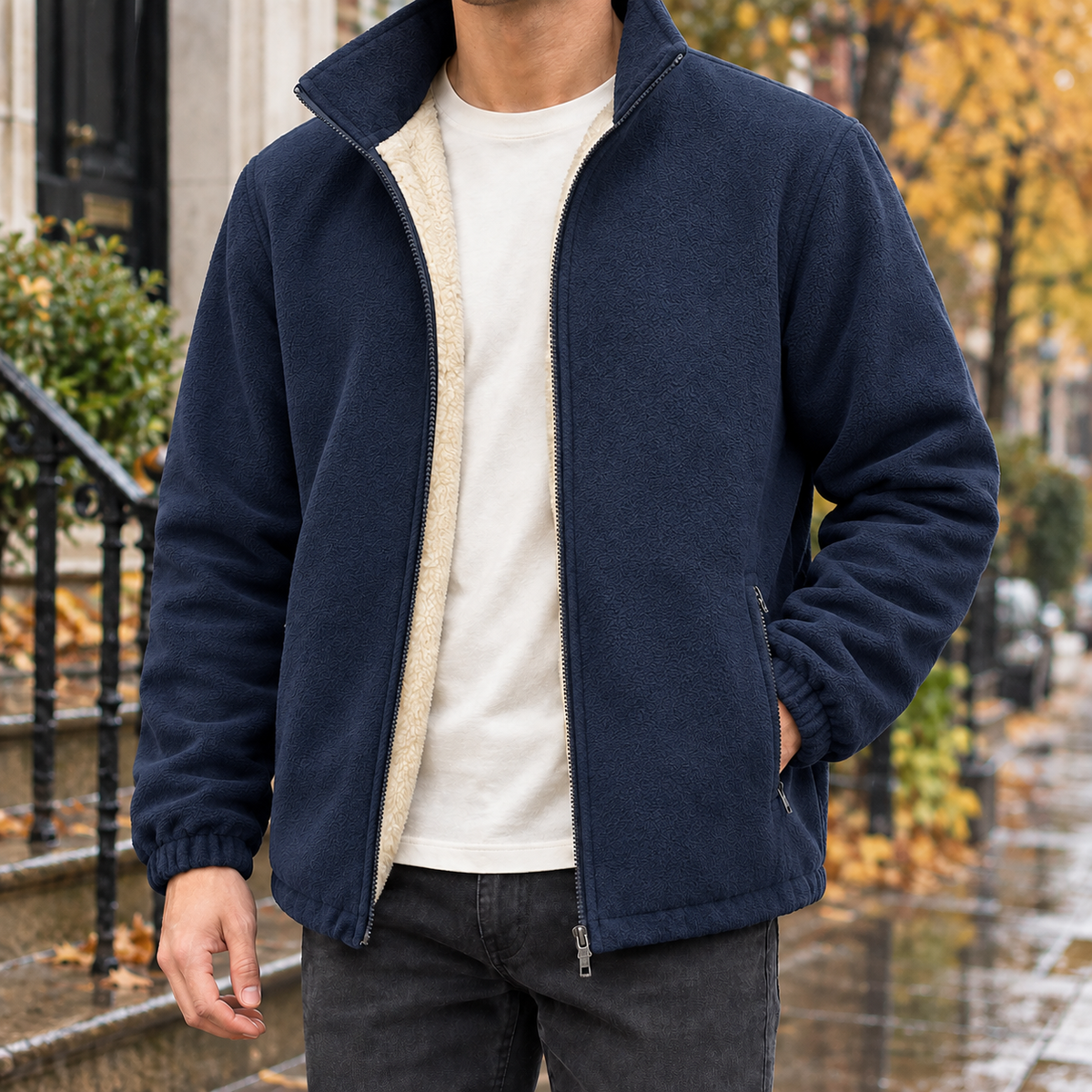 Men Soft Fleece Zip Jacket