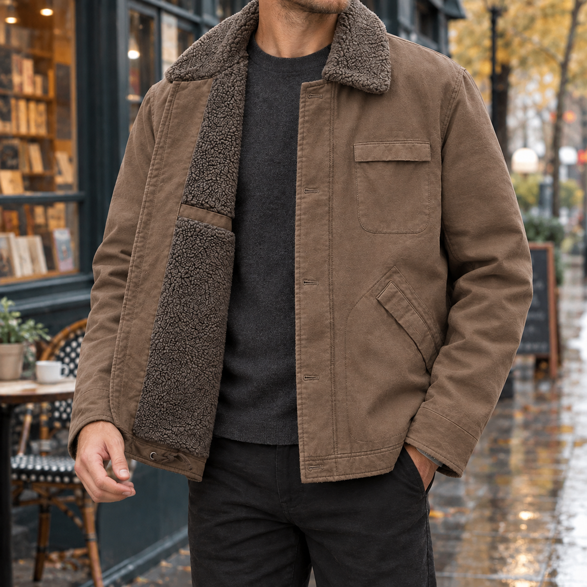Men Lined Shirt Jacket