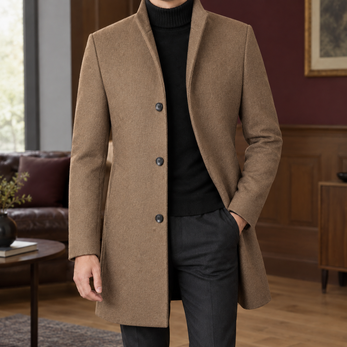 Men Single Breasted Overcoat