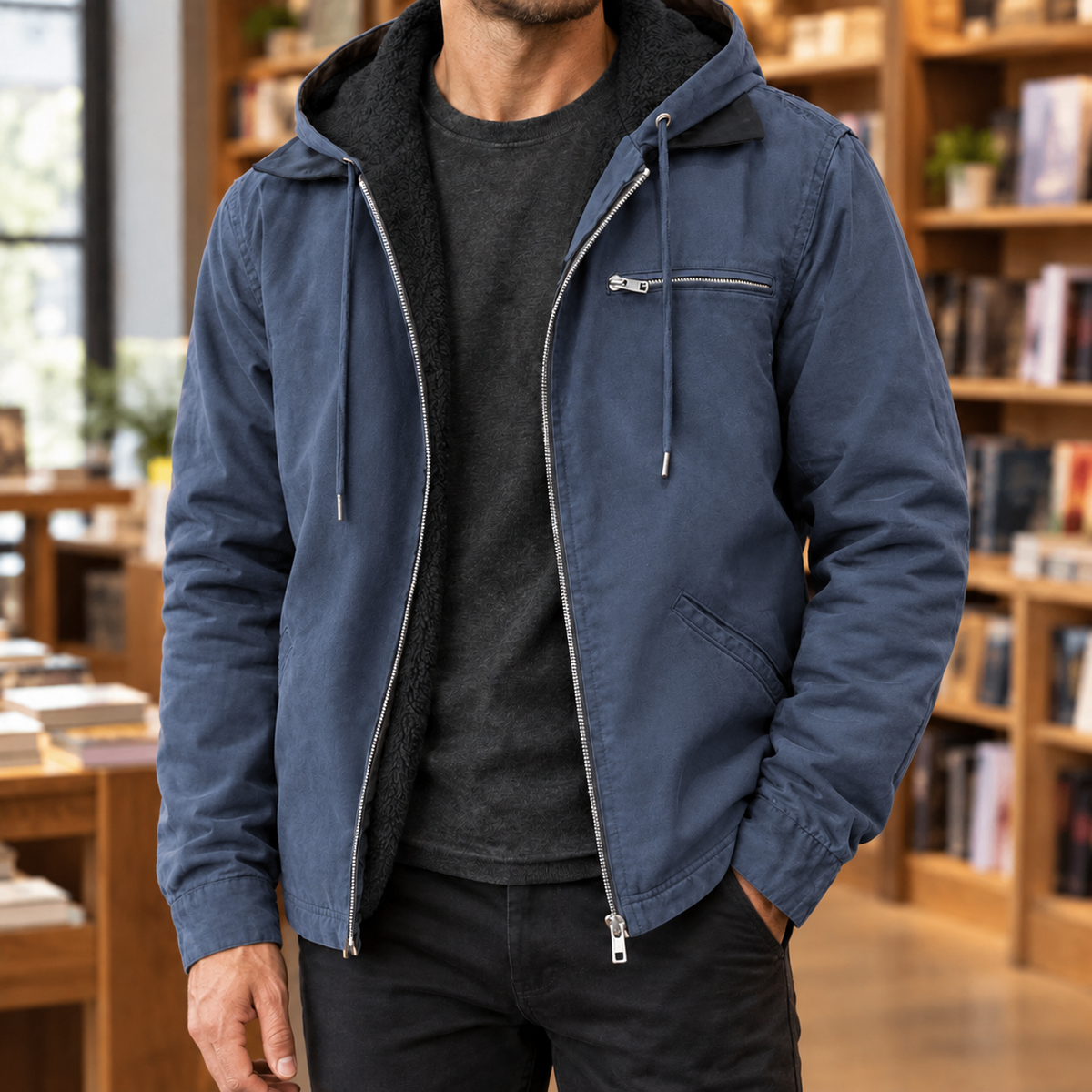 Men Plush Lined Hooded Jacket