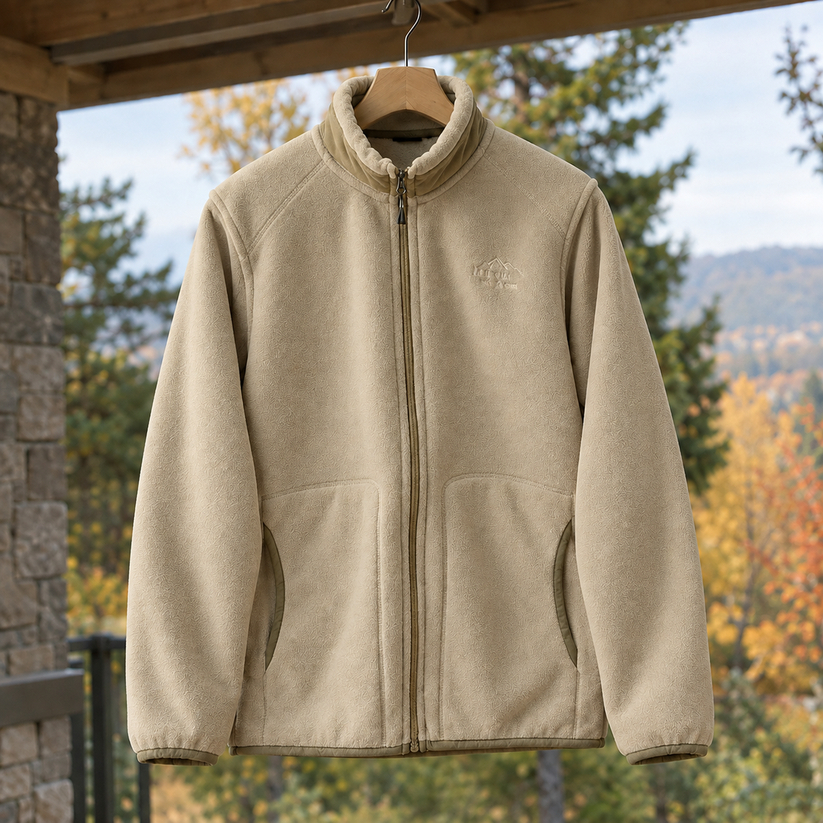 Men Stand Collar Fleece Jacket