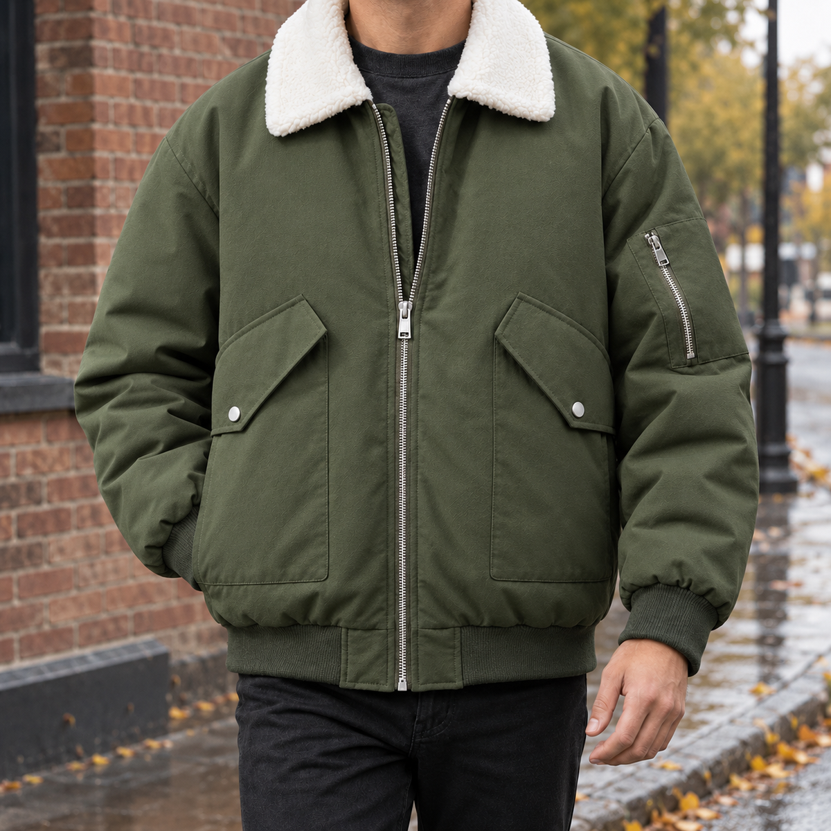 Men Padded Aviator Jacket
