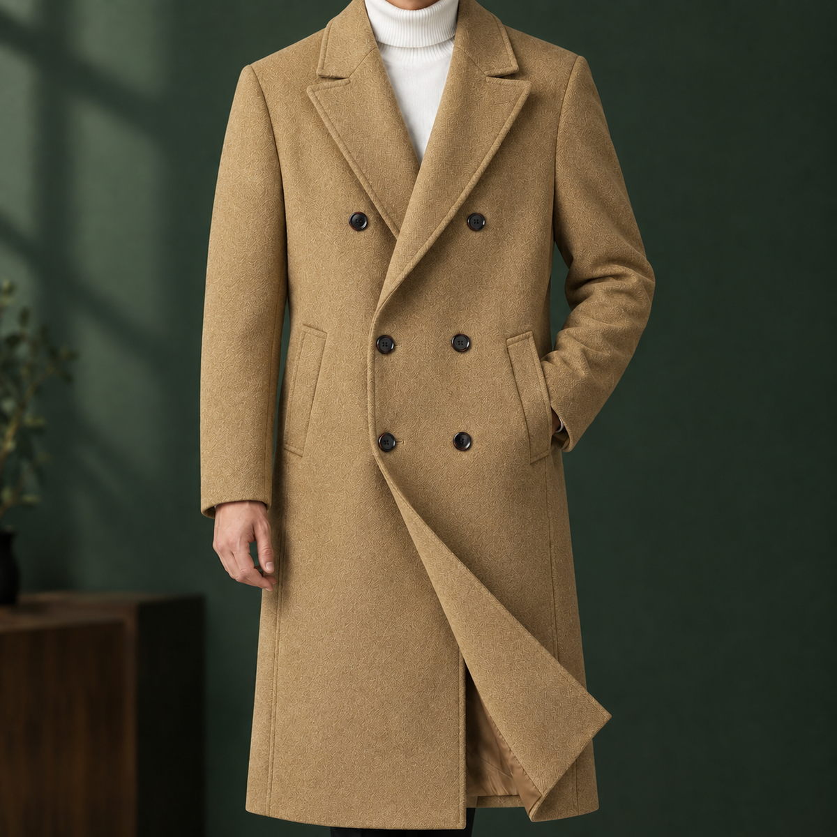 Men Double Breasted Overcoat