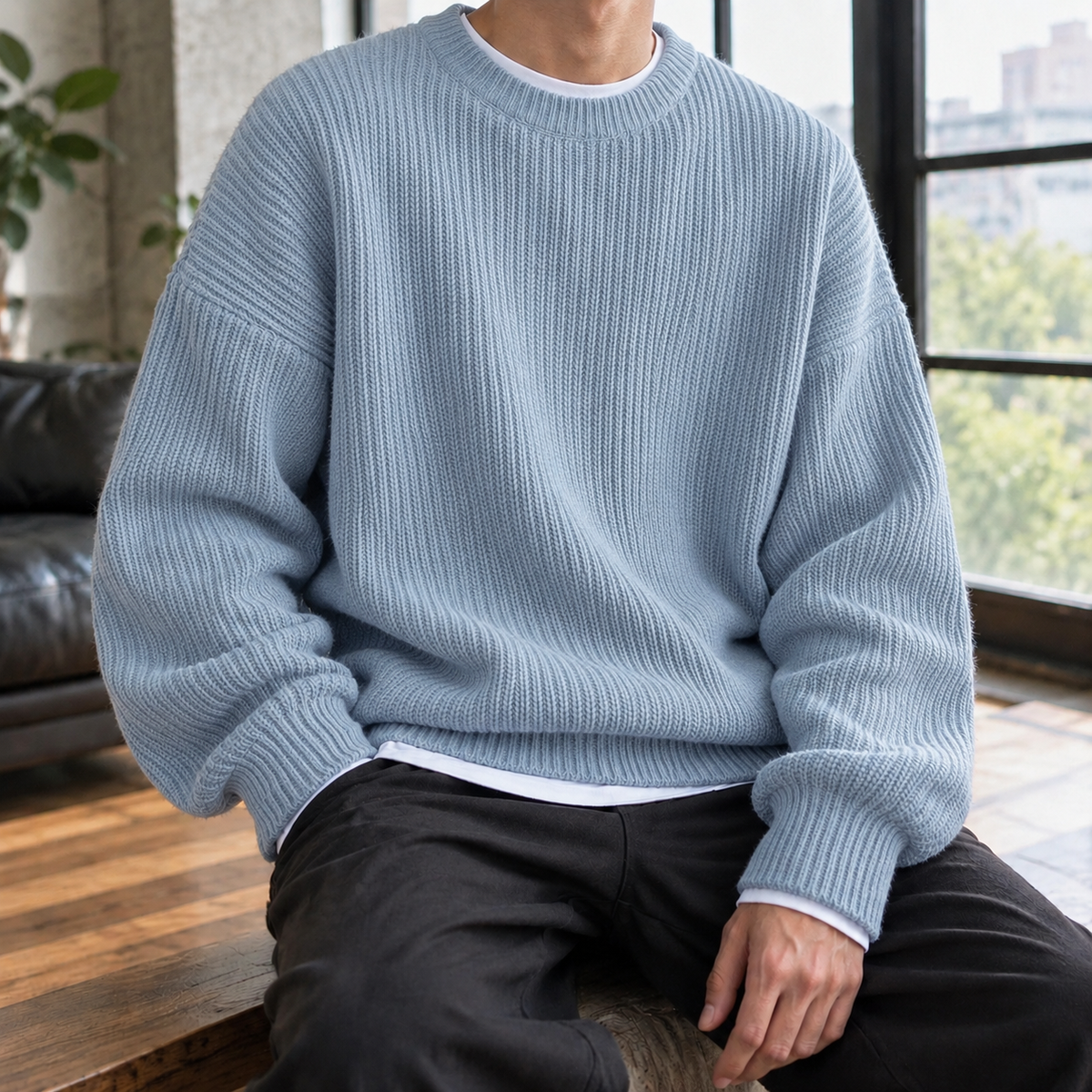 Men Ribbed Knit Sweater