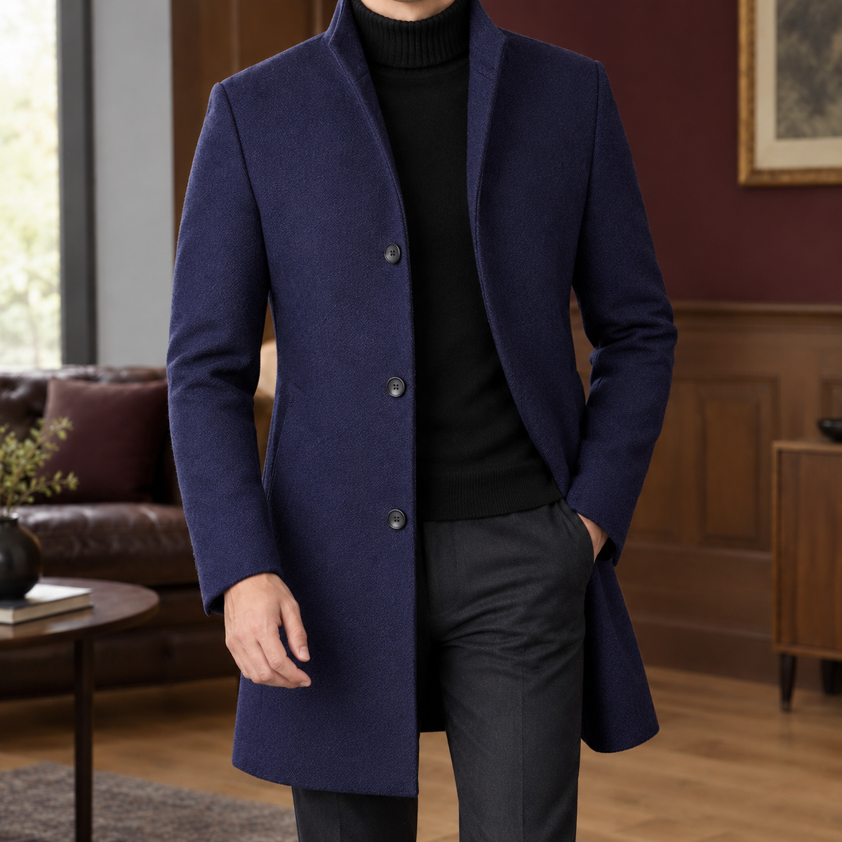Men Single Breasted Overcoat