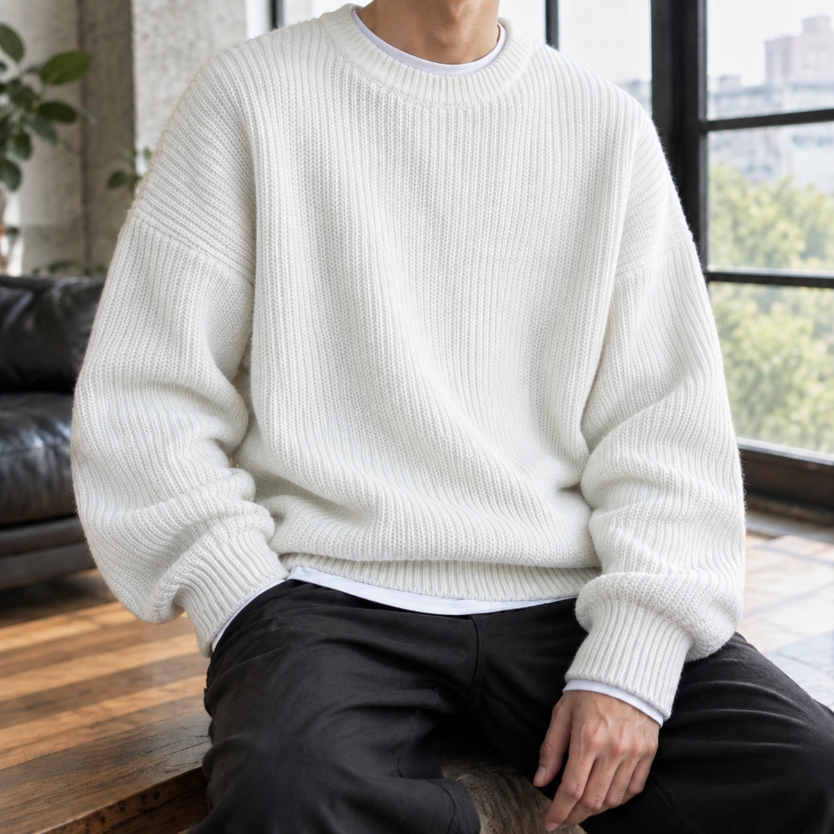 Men Ribbed Knit Sweater