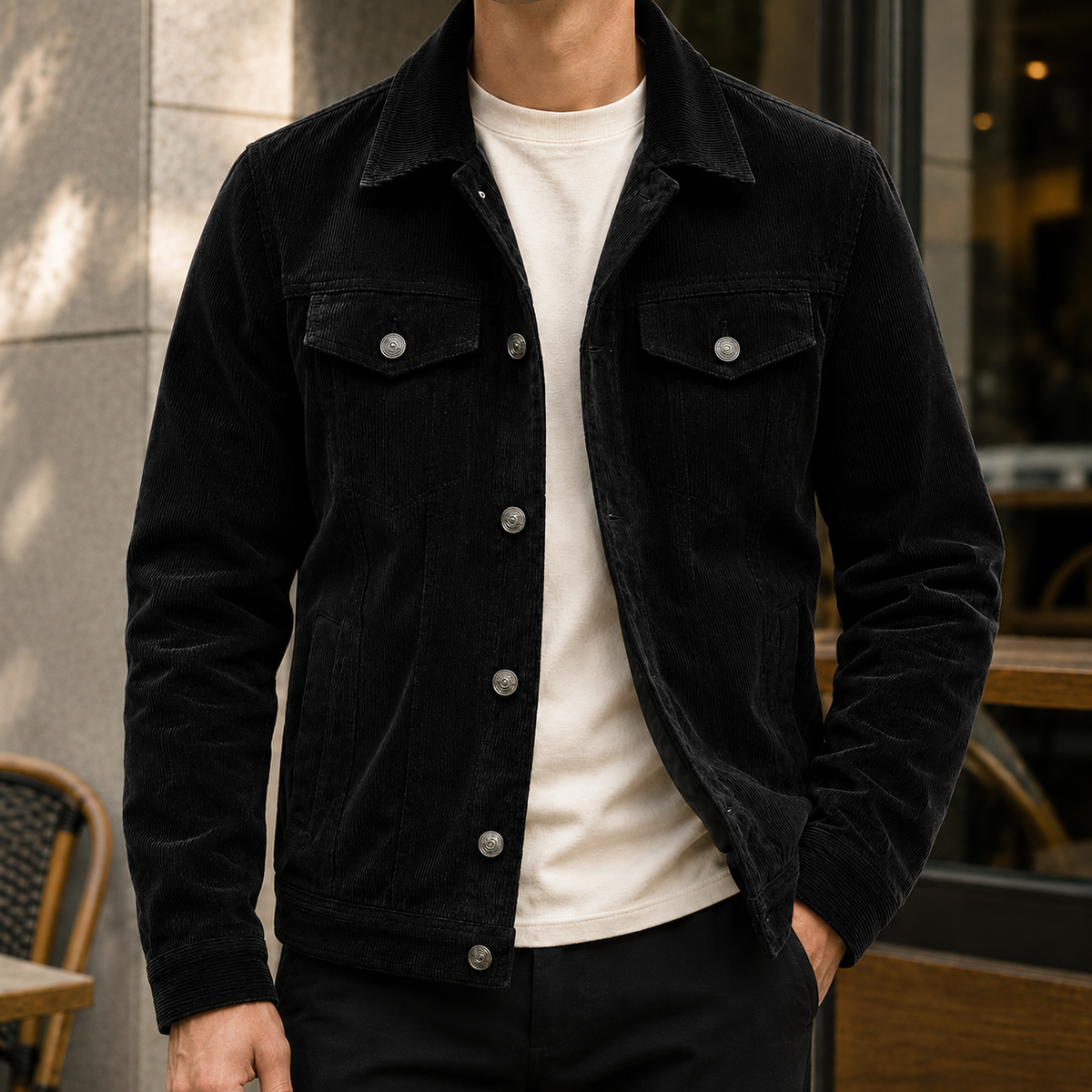 Men Corduroy Trucker Jacket