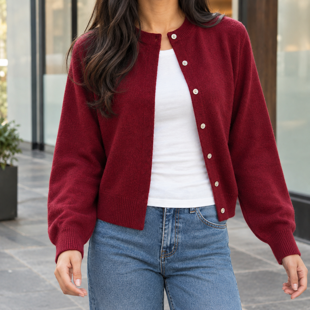 Women Round Neck Cardigan