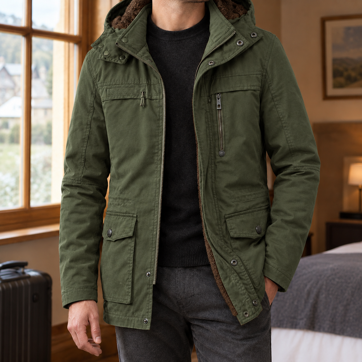Men Hooded Utility Jacket