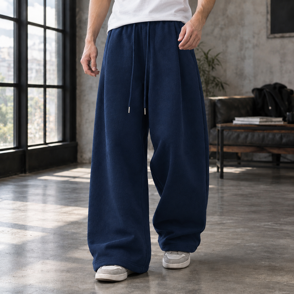 Men Pleated Wide Leg Trousers