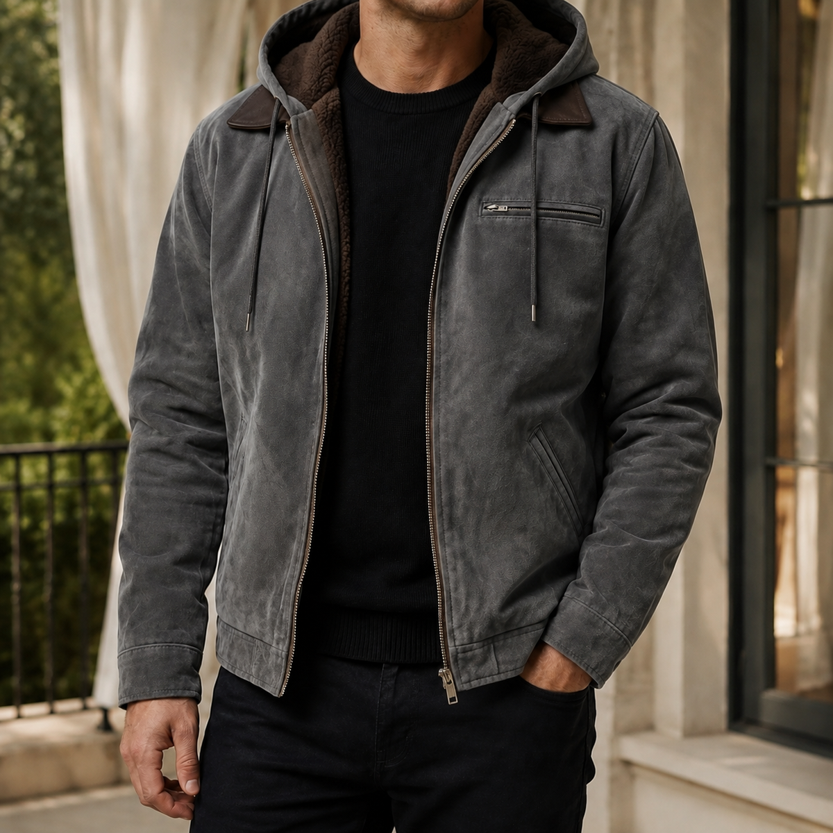 Men Vintage Hooded Jacket