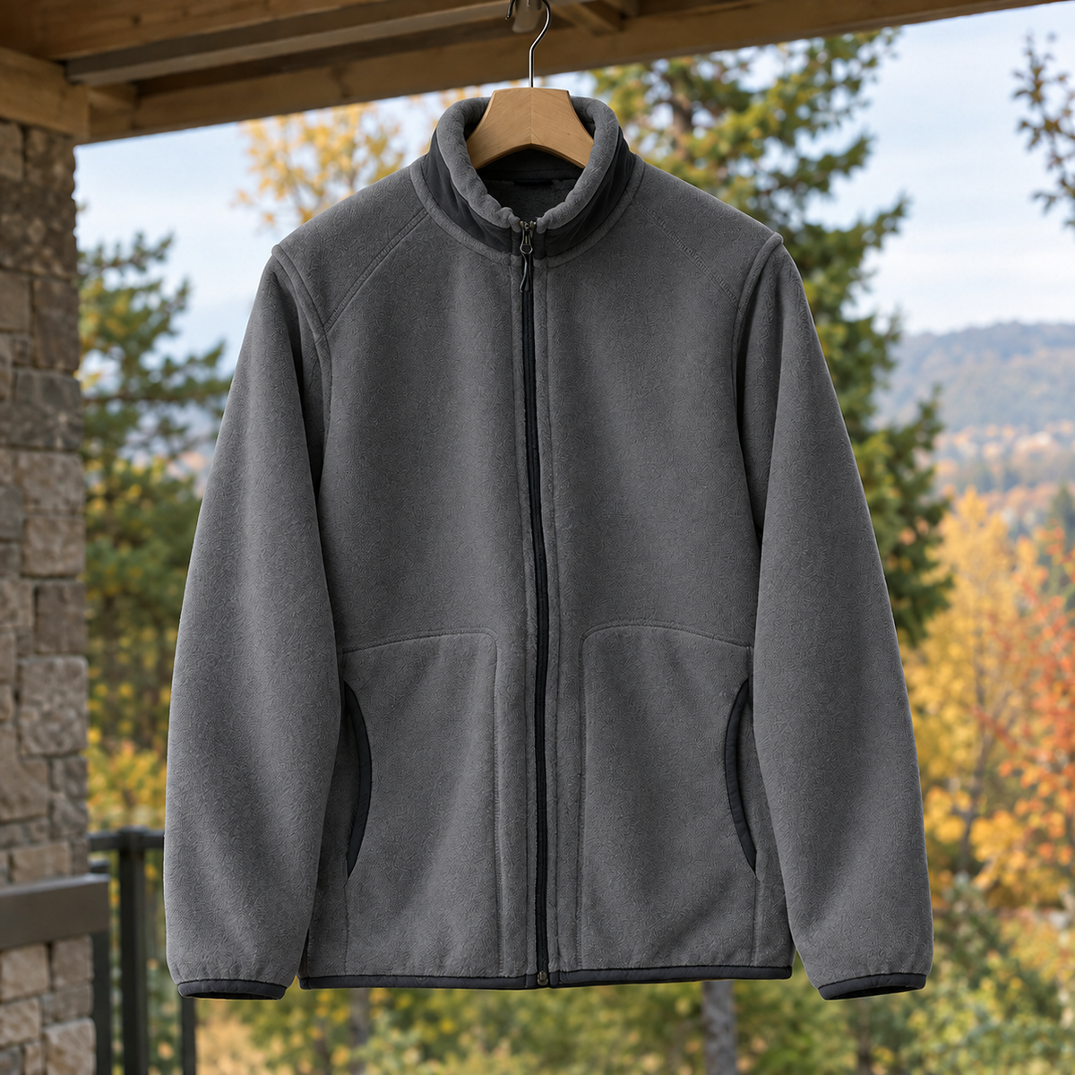 Men Stand Collar Fleece Jacket