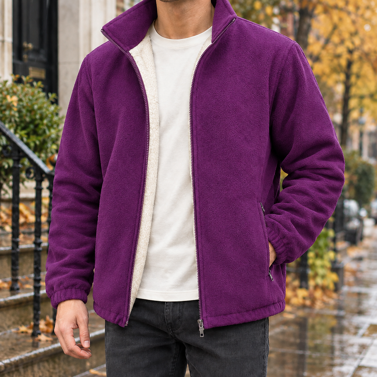 Men Soft Fleece Zip Jacket