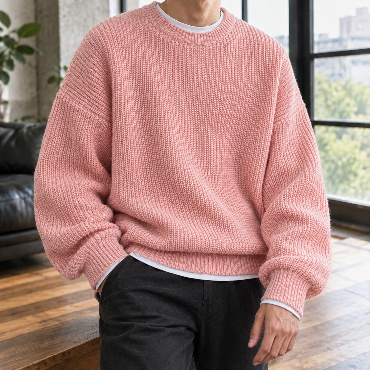 Men Ribbed Knit Sweater
