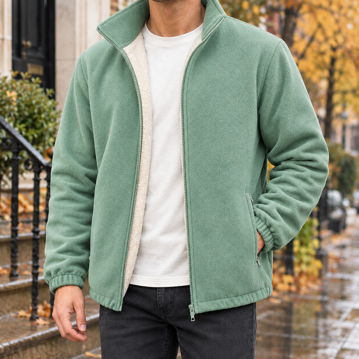 Men Soft Fleece Zip Jacket