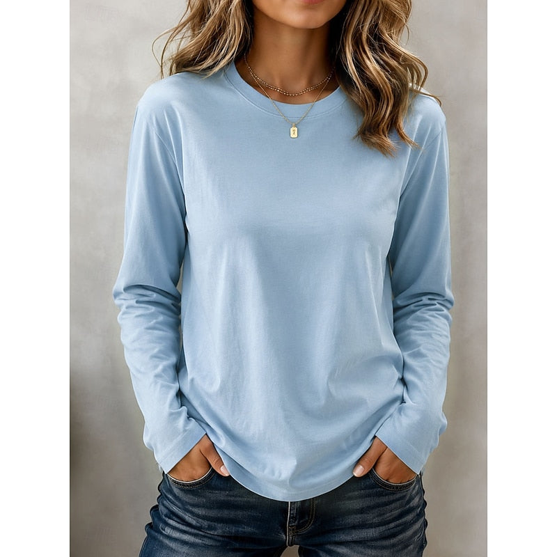 Women Long Sleeve Crew Neck Top