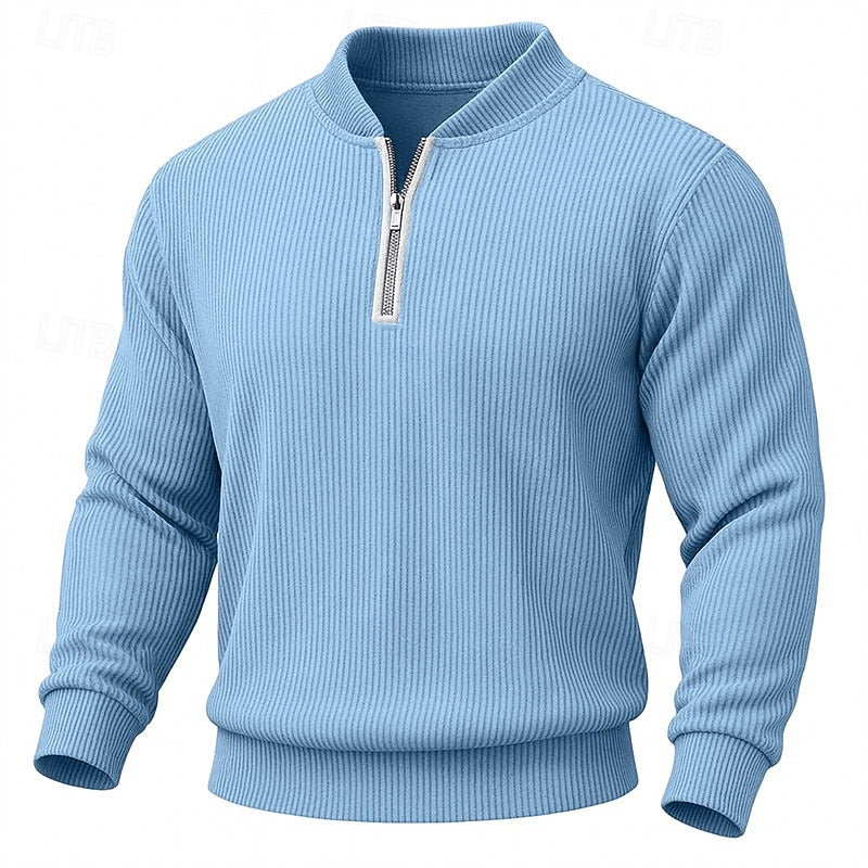 Men Ribbed Quarter Zip Sweater