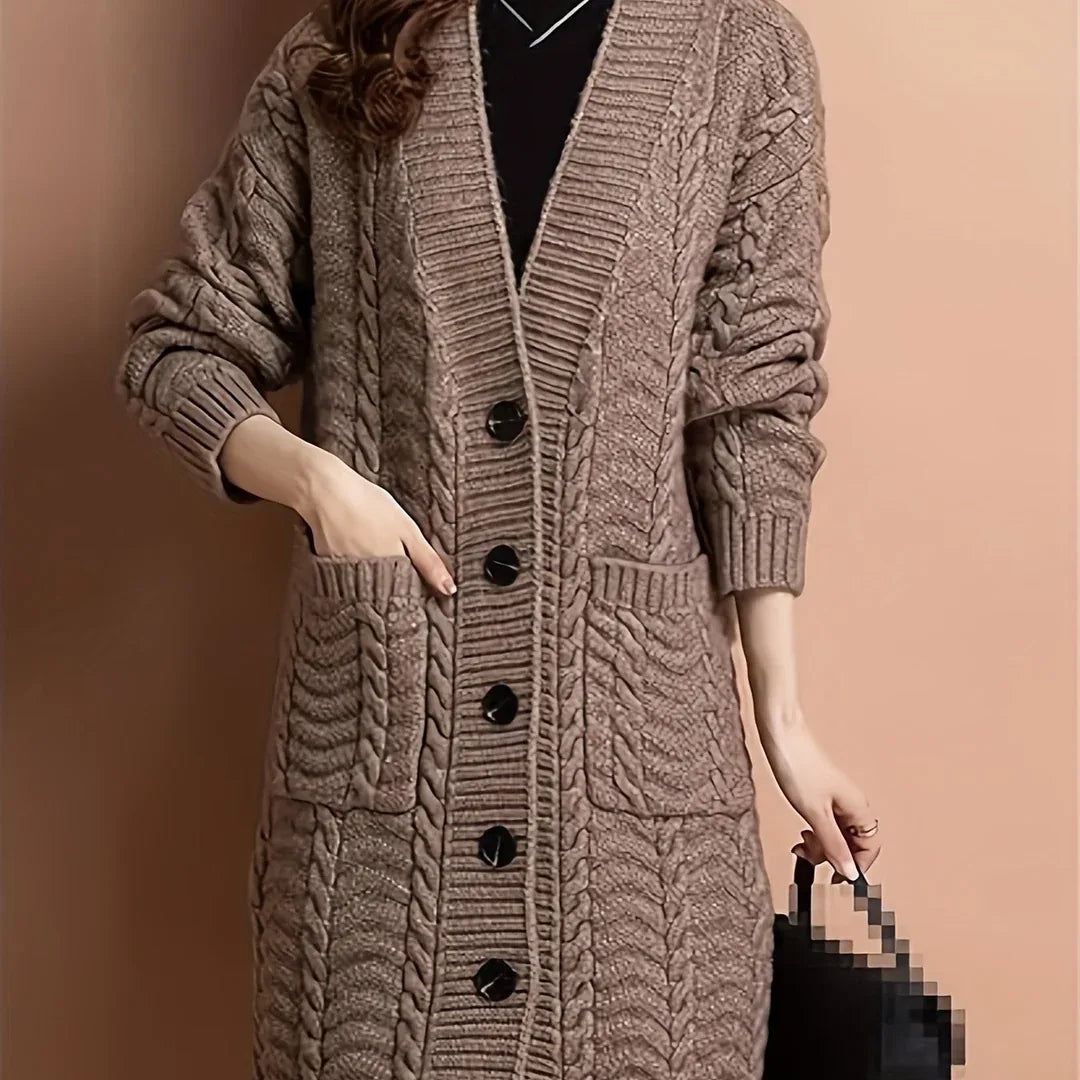 Women Longline Cable Knit Cardigan