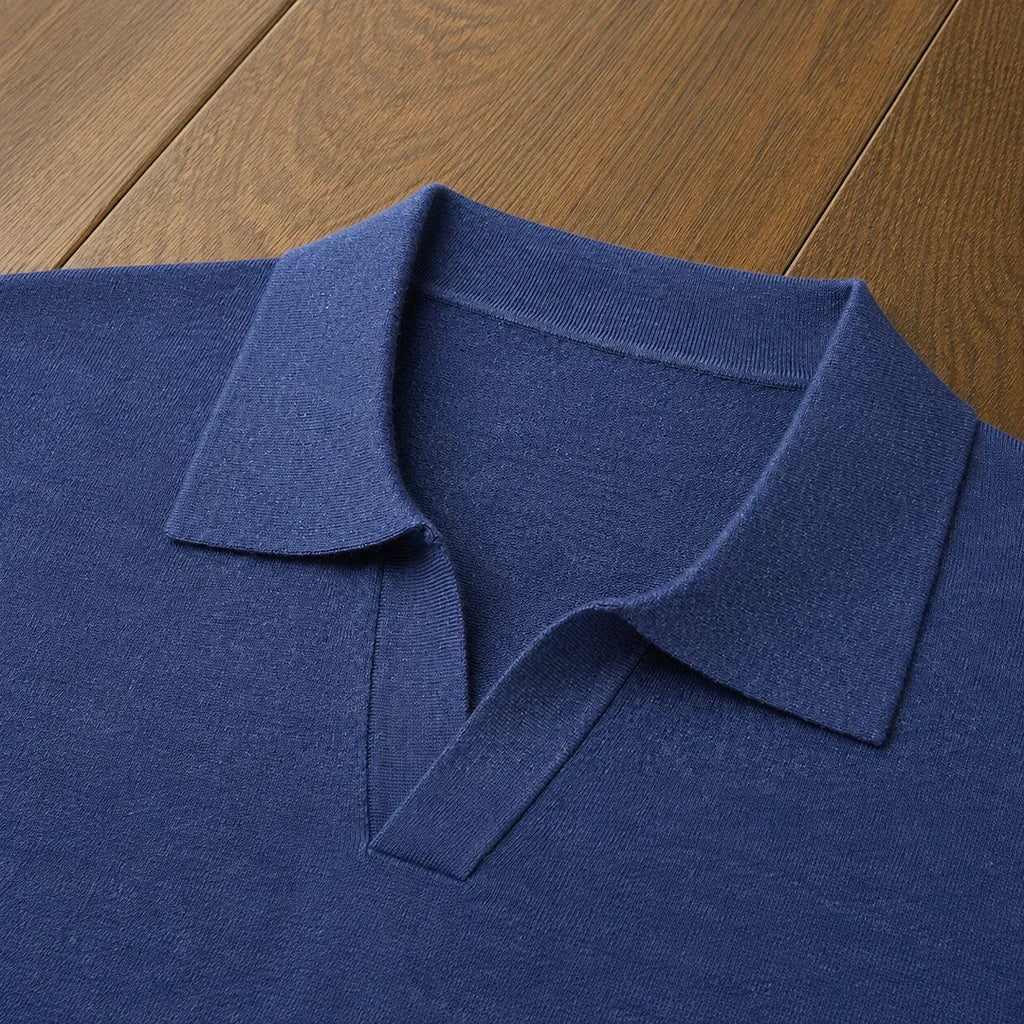Men Ribbed Knit Polo Sweater
