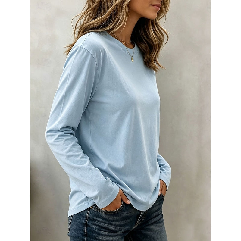 Women Long Sleeve Crew Neck Top