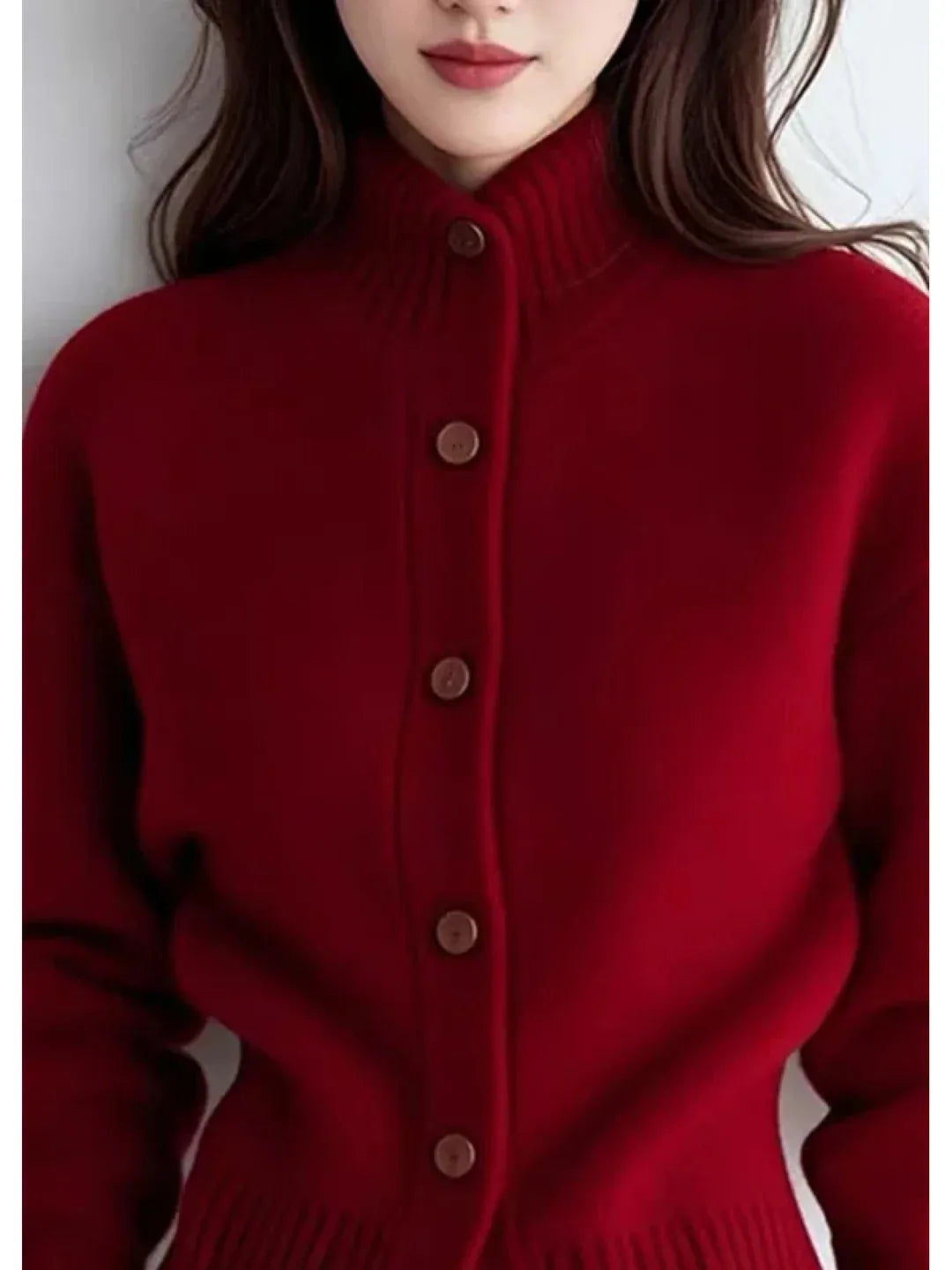 Women High Neck Knit Cardigan