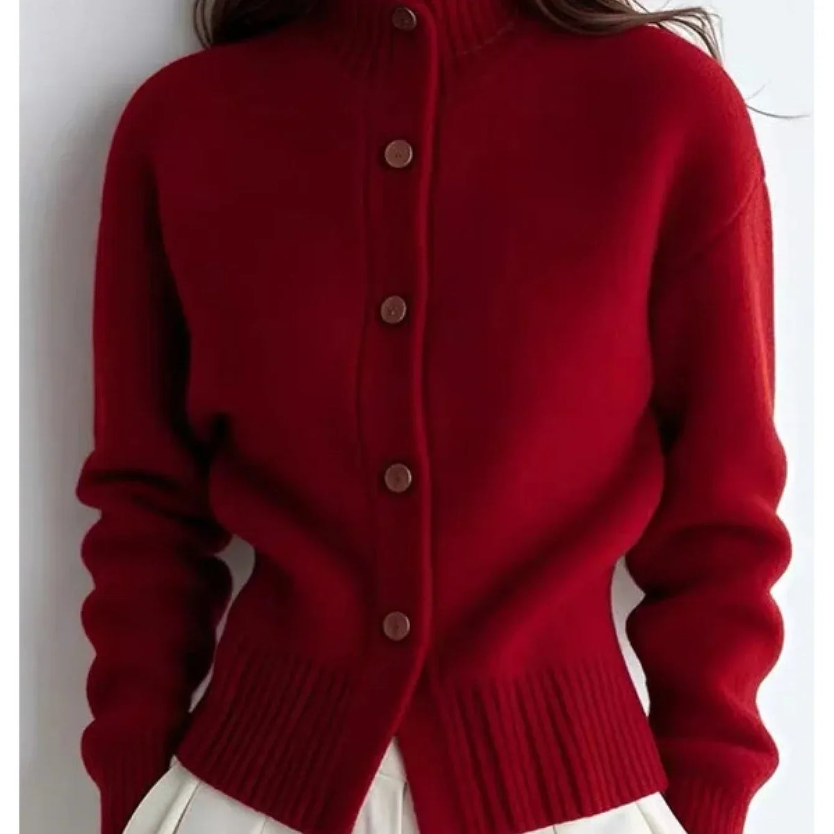 Women High Neck Knit Cardigan