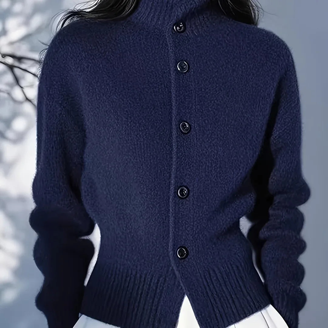 Women High Neck Knit Cardigan