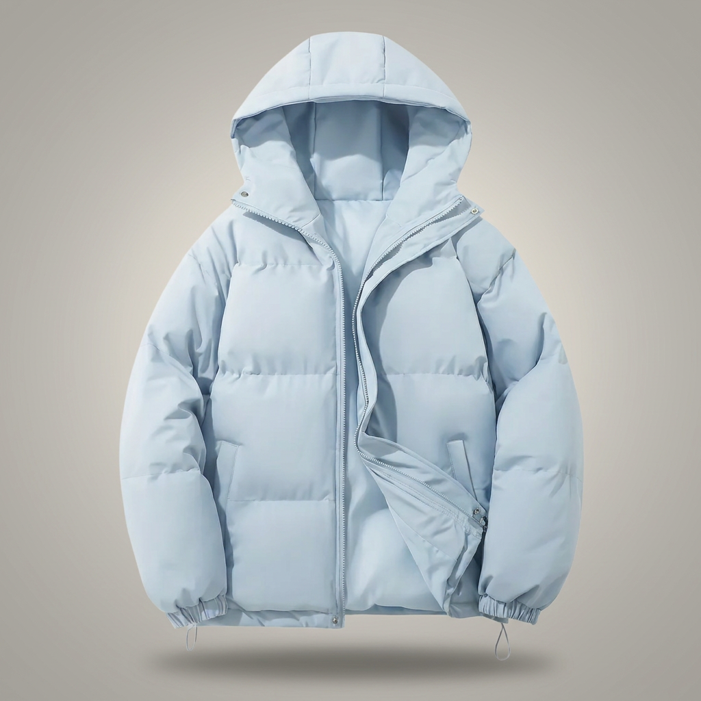 Women Oversized Puffer Jacket - Light Blue