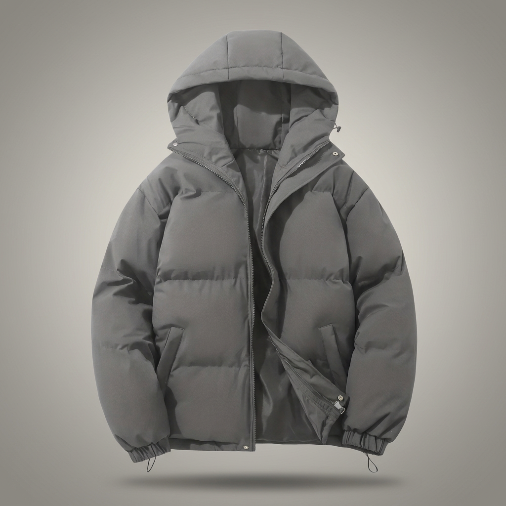 Women Oversized Puffer Jacket - Dark Gray