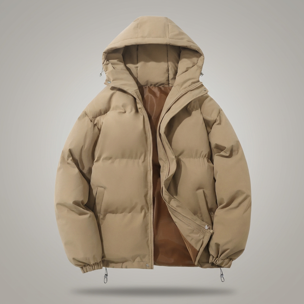 Women Oversized Puffer Jacket - Khaki