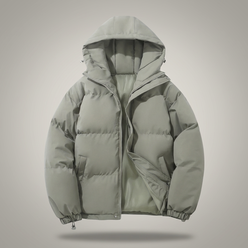 Women Oversized Puffer Jacket - Light Gray