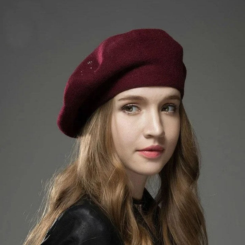Amberly — Soft Wool Blend Beret (7), Rosewood Virginia