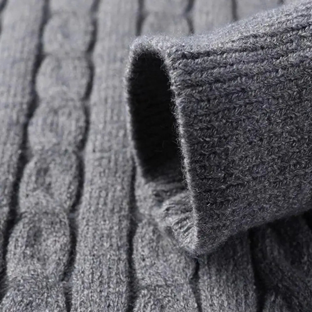 Men Cable Knit Half Zip Sweater