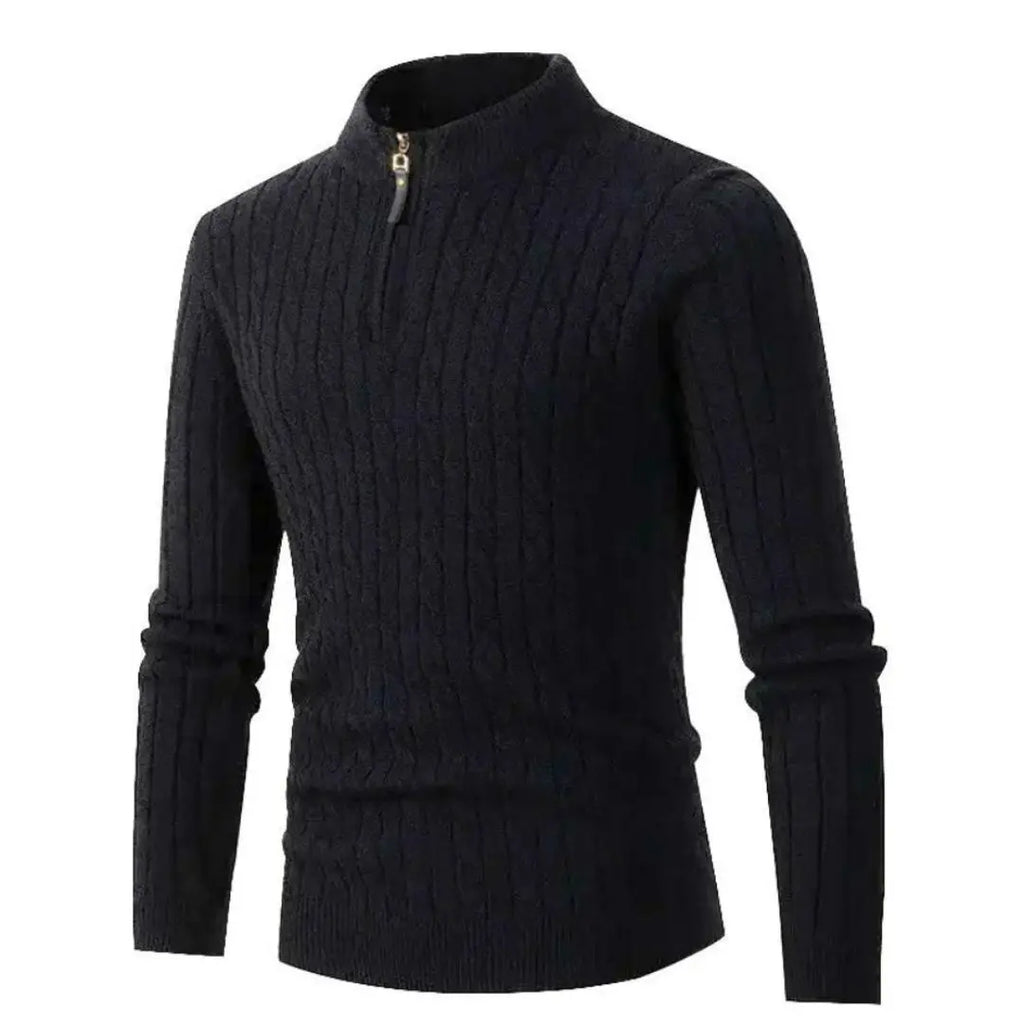 Men Cable Knit Half Zip Sweater