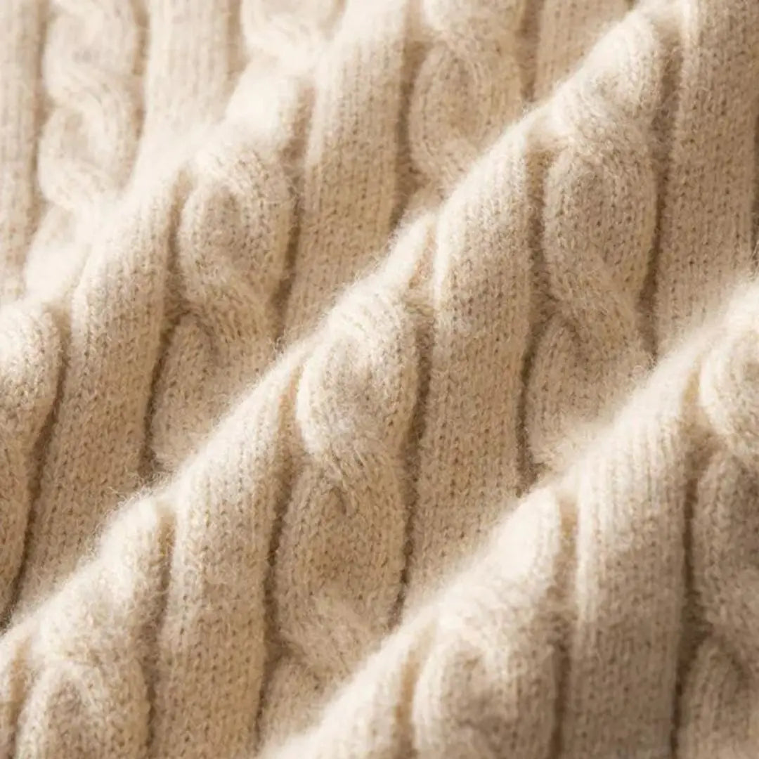 Men Cable Knit Half Zip Sweater