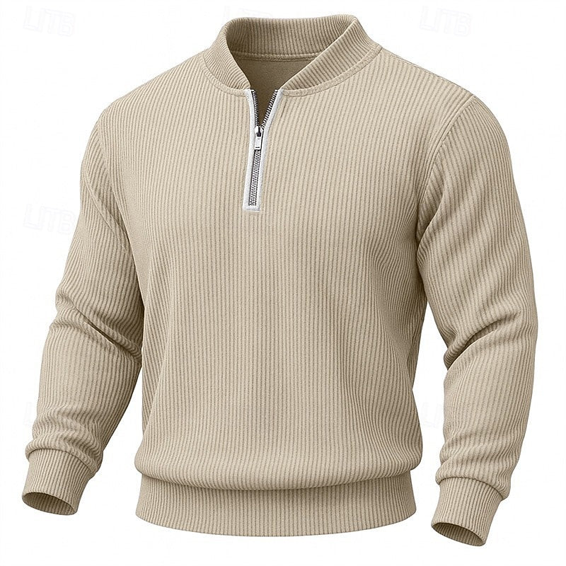 Men Ribbed Quarter Zip Sweater