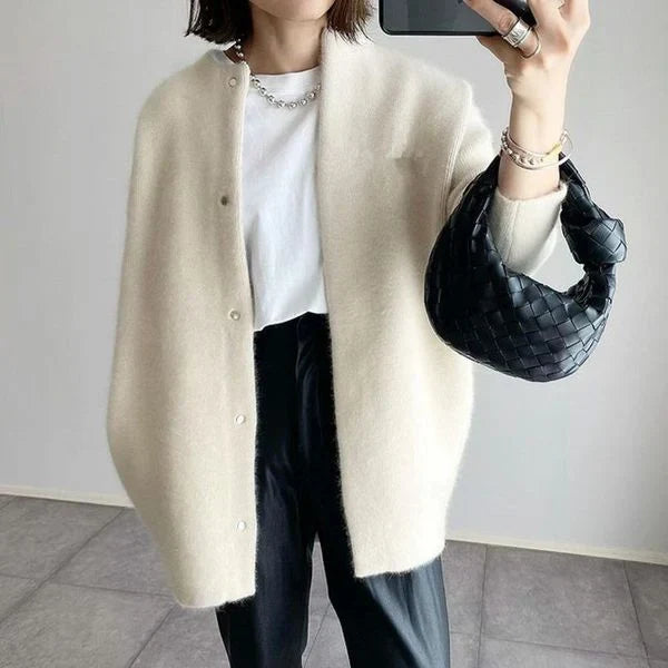 Women Crew Neck Button Cardigan