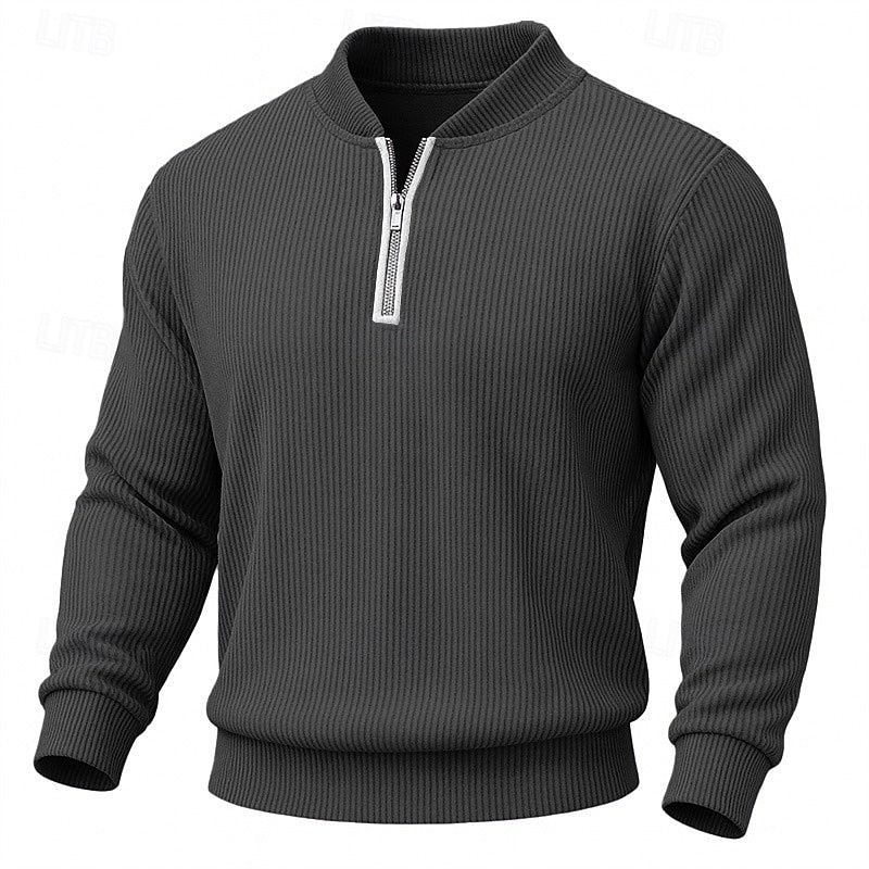 Men Ribbed Quarter Zip Sweater