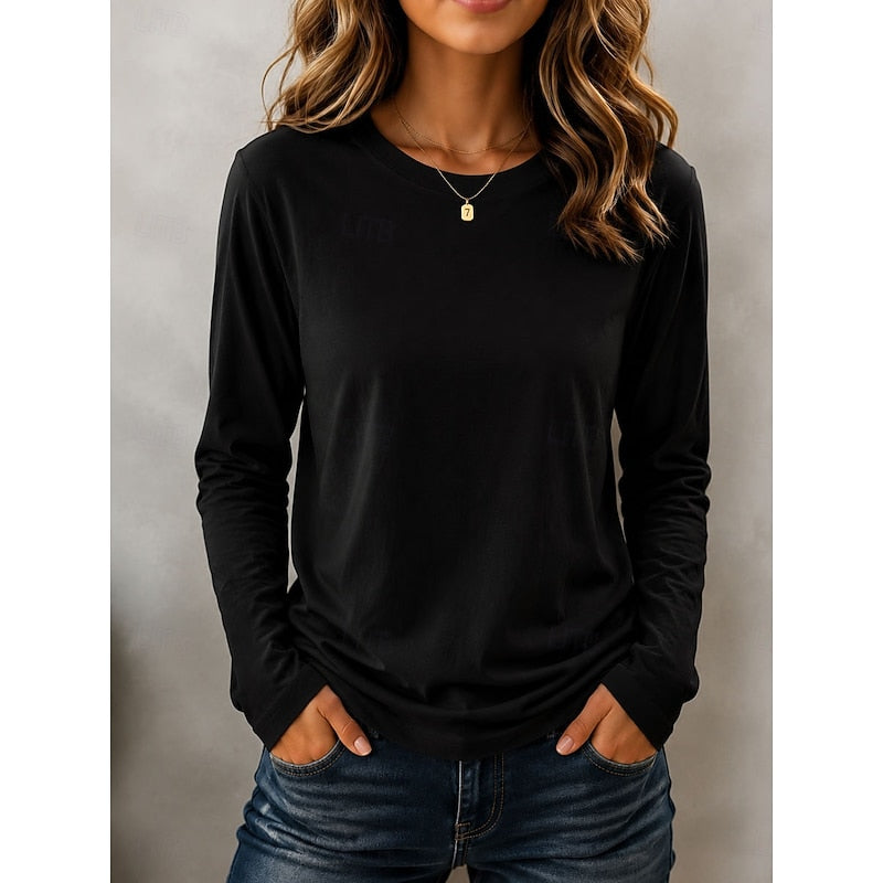 Women Long Sleeve Crew Neck Top