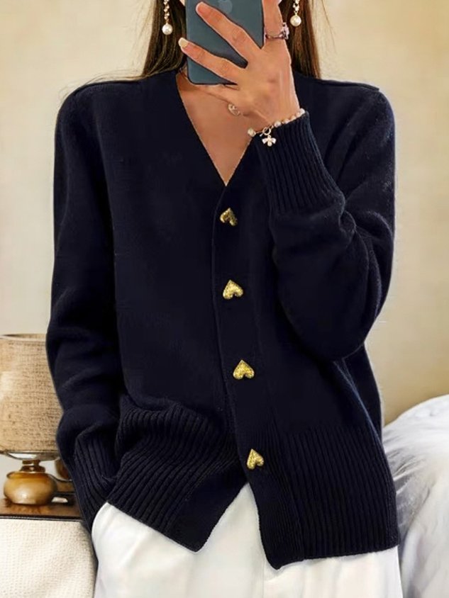 Women Wool Button Cardigan