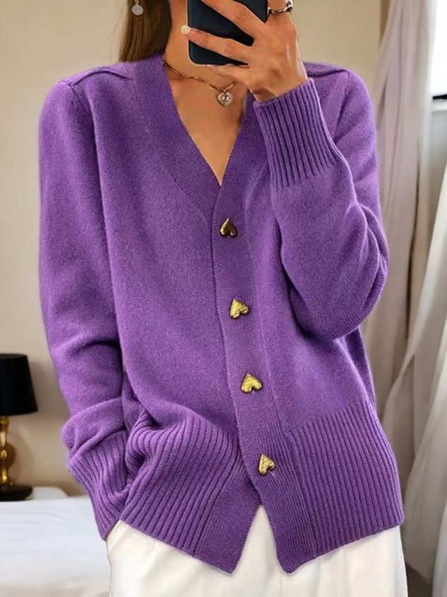 Women Wool Button Cardigan