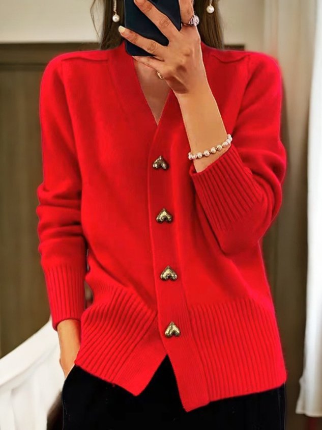 Women Wool Button Cardigan