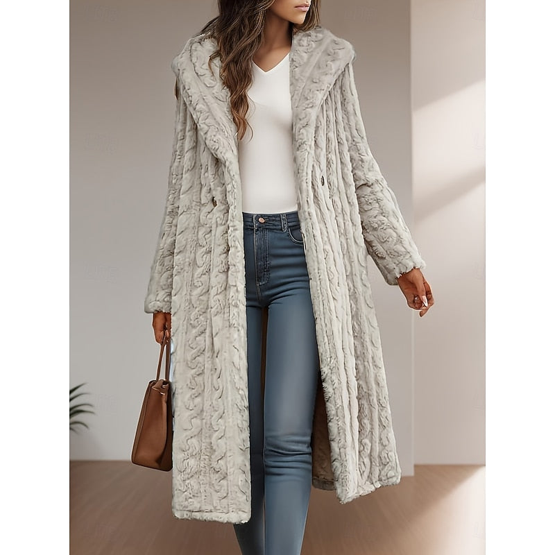 Women Hooded Longline Coat