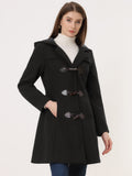 Womens hooded toggle duffle coat, view 4