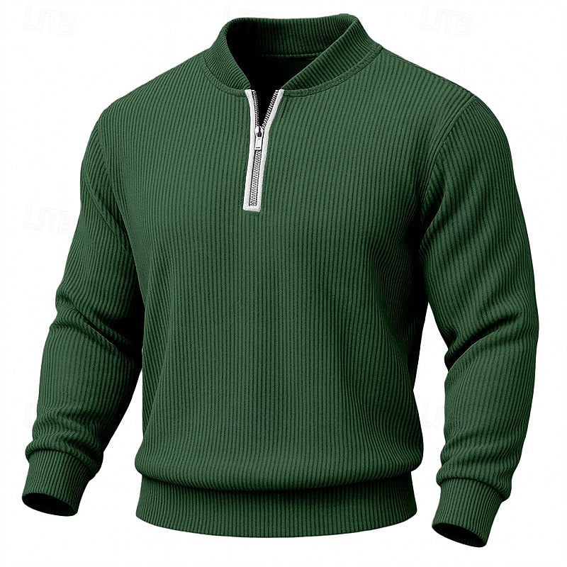 Men Ribbed Quarter Zip Sweater
