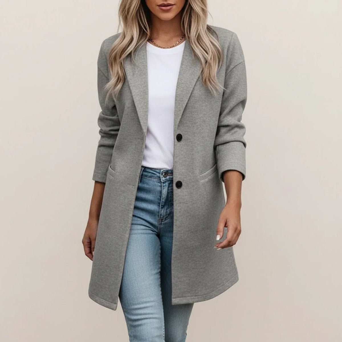 Women Longline Blazer Winter Coat