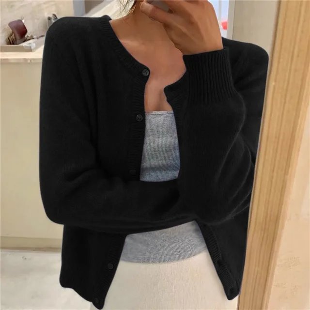 Women Cropped Cashmere Cardigan