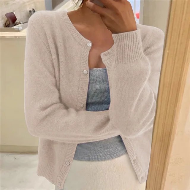Women Cropped Cashmere Cardigan