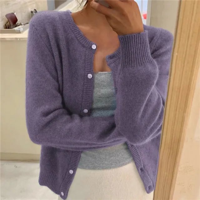 Women Cropped Cashmere Cardigan