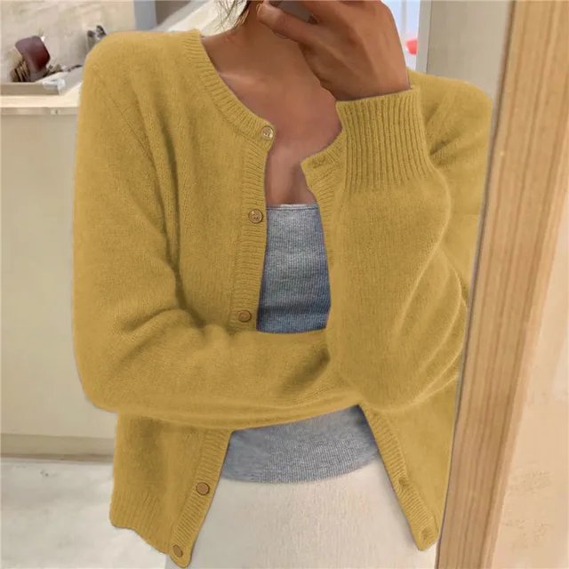 Women Cropped Cashmere Cardigan